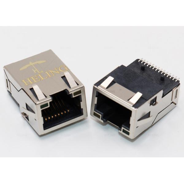 1 x 1 Single Port EMI RJ45 Tab Up 100 Base T Transformer With Green / Yellow LED