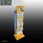 Corrugated paper full color printing floor display stand with hooks for pens