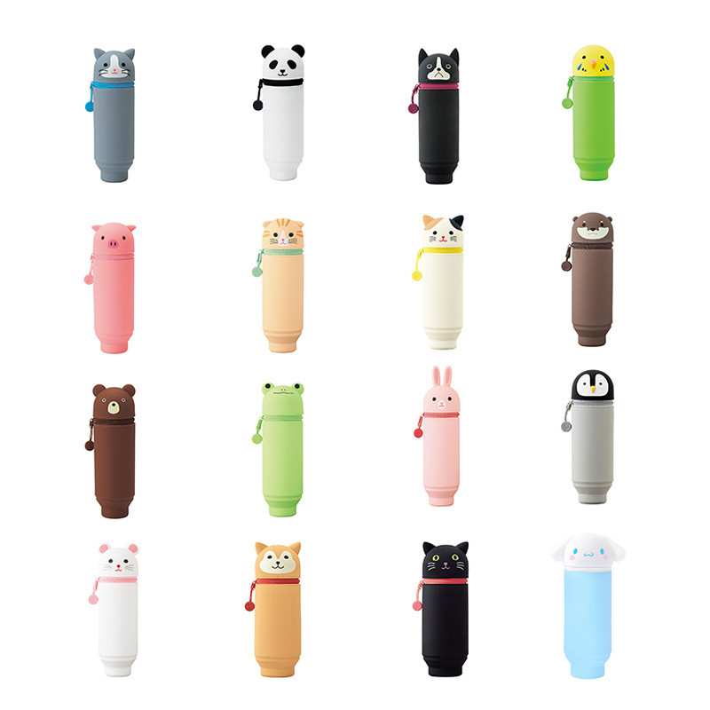 Pencil Case Silicone Pencil Box Pen Bag Holder For Desk Stand Up Pen Case Pencil Box Students Silicone StorageMakeup Bag