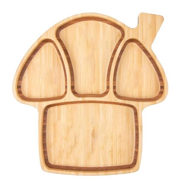 Quality Cartoon Anti-fall Mushroom Shape Baby Bowl Food Bamboo Tray Set for Eco-friendly Meal for sale