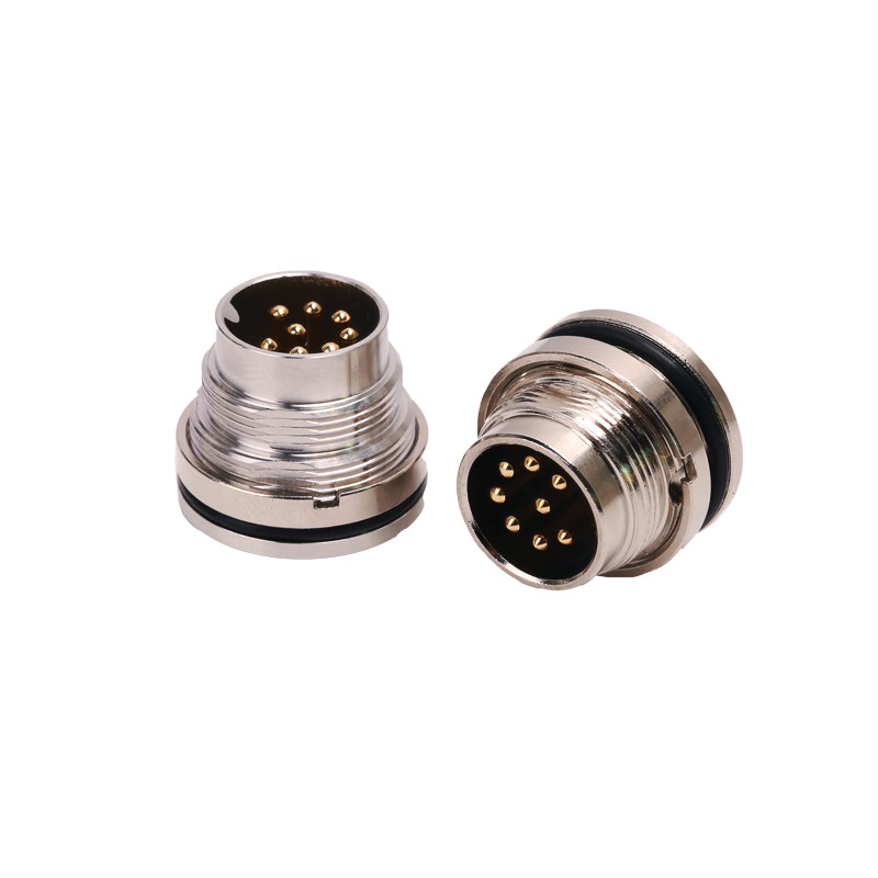 8P M16 Circular Connector Waterproof Front Panel Mount Shielded Solder Connector