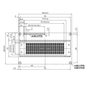 16 Pins Monochrome Oled Module , 20x4 Oled Graphic Display Module