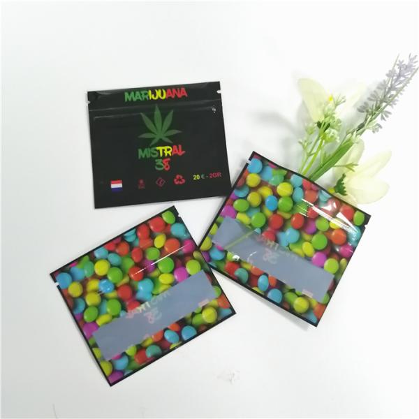 Three Side Flat Sugar Candy CBD Mylar k Bags Low Moq Custom Printed Durable