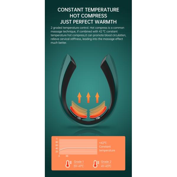 Portable Intelligent Electric Wireless Smart Neck Massager Pain Relief Heating 1200mAh