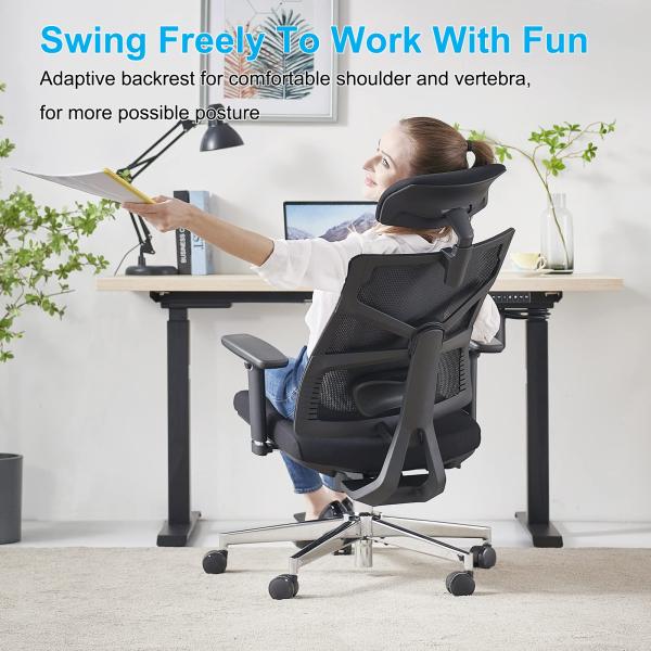 Solid Back High Back Computer Desk Chair with Adaptive Backrest and Y Mail Packing