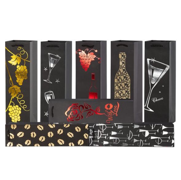 Quality Bronzing Pattern Cardboard Wine Boxes Champagne Rectangular Packaging Box for sale