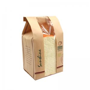 China Sandwich Toast Paper Bag , Sustainable Kraft Bakery Bags With Window wholesale