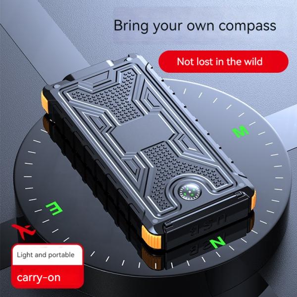 Mobile Phones Devices 10000mAh Solar Power Bank With Compass And 2.1A Output