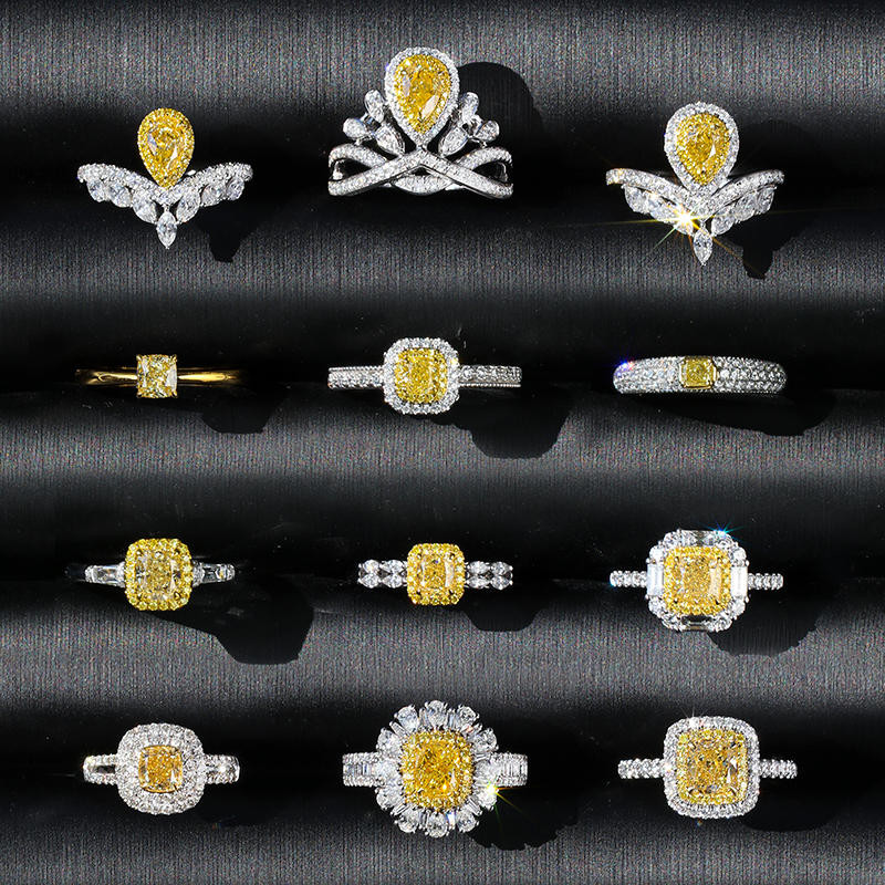Oval Cut Lab Diamond Jewelry Lab Created Canary Diamond Rings 1ct