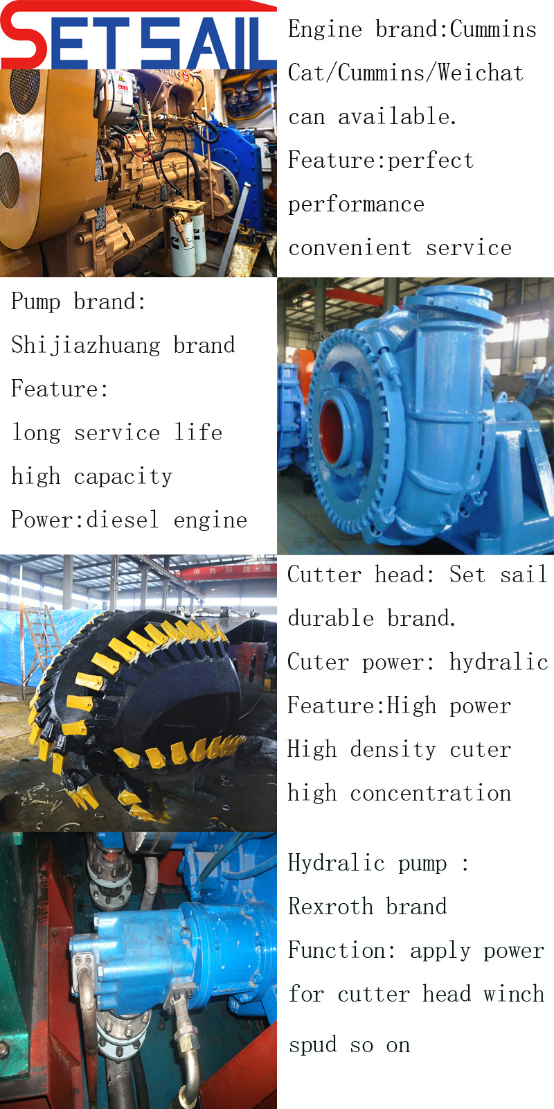 Diesel Engine Capacity 200m3/H Cutter Suction Dredger with Hydraulic