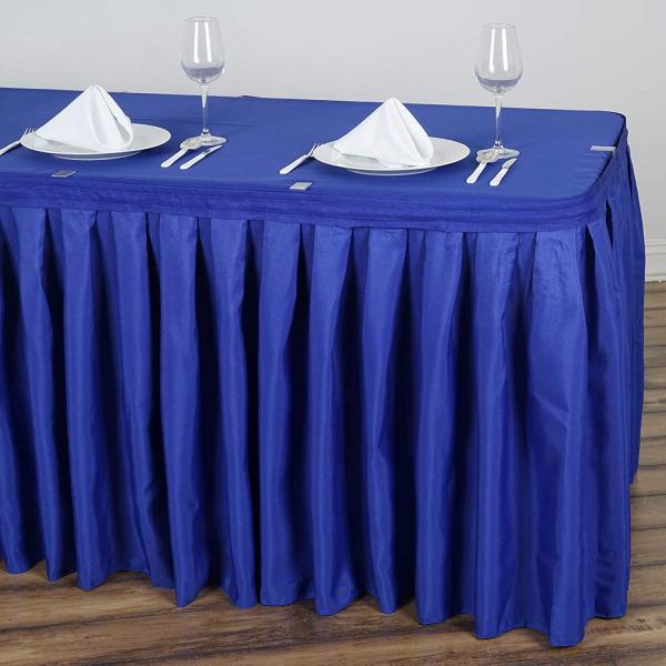 Quality KINSHUN Plastic Table Skirt Rectangle Island Blue Color Party Table Skirt for sale