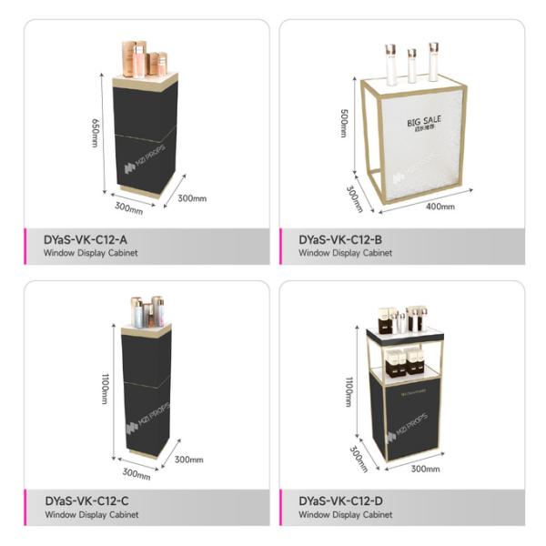 Cosmetic Display Showcase Black Window Cabinet Skincare Display Stand for Retail Store Interior Design