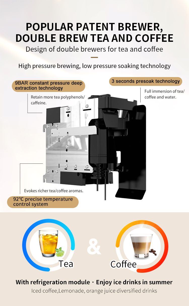 Hotel 3000w Hot And Cold Coffee Vending Machine With Ice Maker