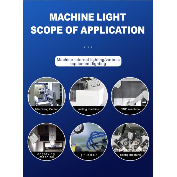IP65 LED CNC Machine Work Light 270° Adjustable Aluminum Arm Lamp For Machining Center Engraving Machine