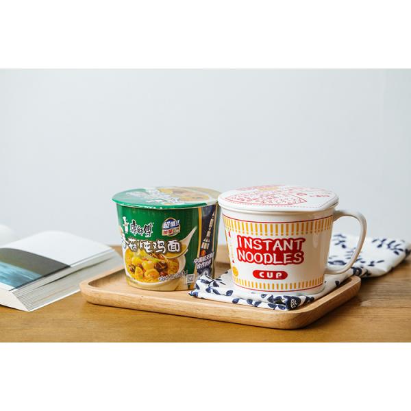 Sustainable Ceramic Instant Noodle Bowl , Porcelain Ceramic Ramen Bowl Set