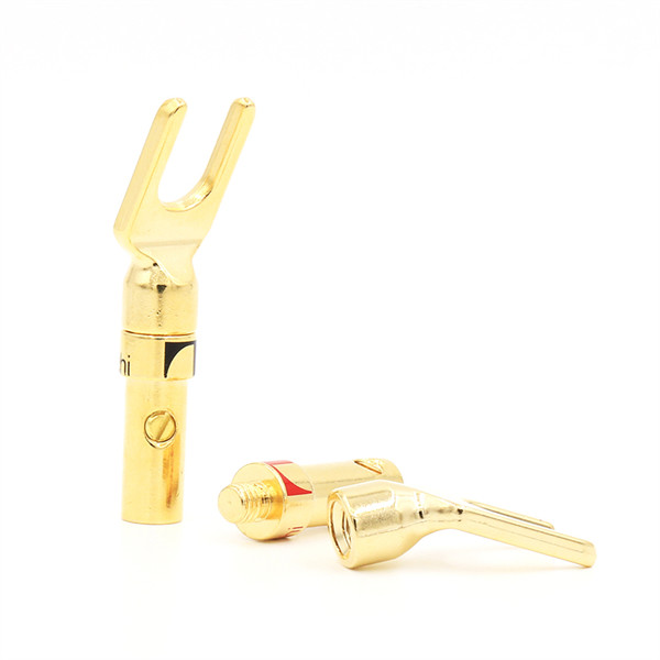 Multiscene Nakamichi Gold Plated Banana Plugs Y Spade Silver Color