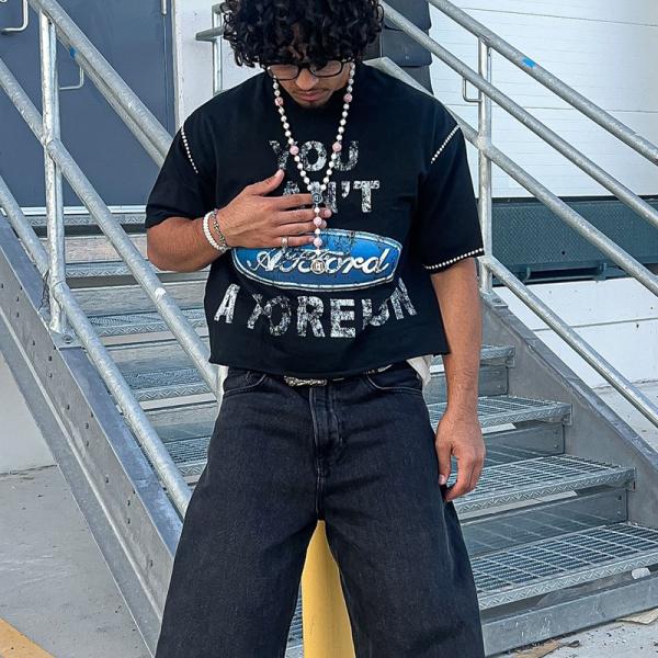 Custom Ripped Screen Print Logo Boxy Cropped Cut and Sew Reverse Embroidered Distress Tshirt Retro Tshirt t Shirts for Men