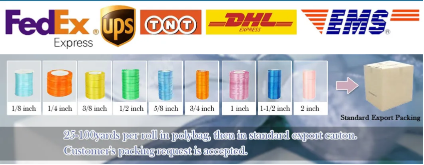 0.6-7.5cm Double Single Face Satin Ribbon For Wrapping Decoration Garment