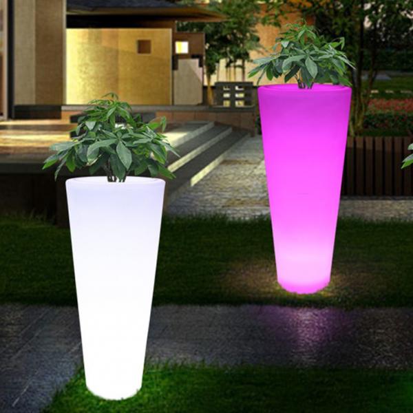 Luminous Flower Pot Exhibition Luminous Colorful Garden Plant Pots Plastic Planter Floor Lamp For Party Hire