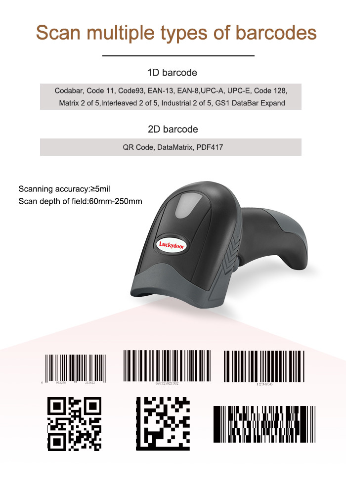 Handheld 1D 2D Barcode Scanner Wired Android Portable Bar QR Code Reader