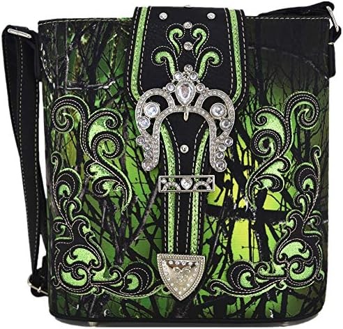 Camouflage Rhinestone Cross Pistol Buckle Western Crossbody Handbags Cowgirl Country Studded Purse Women Single Shoulder