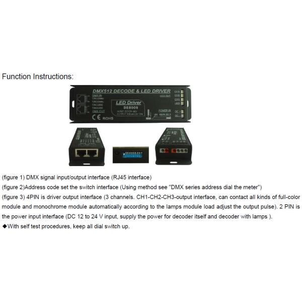 3 Channel Constant Current LED DMX512 Decoder With Dipswitch Addressing