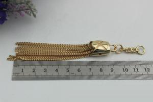 China New style zinc alloy 120 MM chain tassel pendant end caps cord ends with chains wholesale