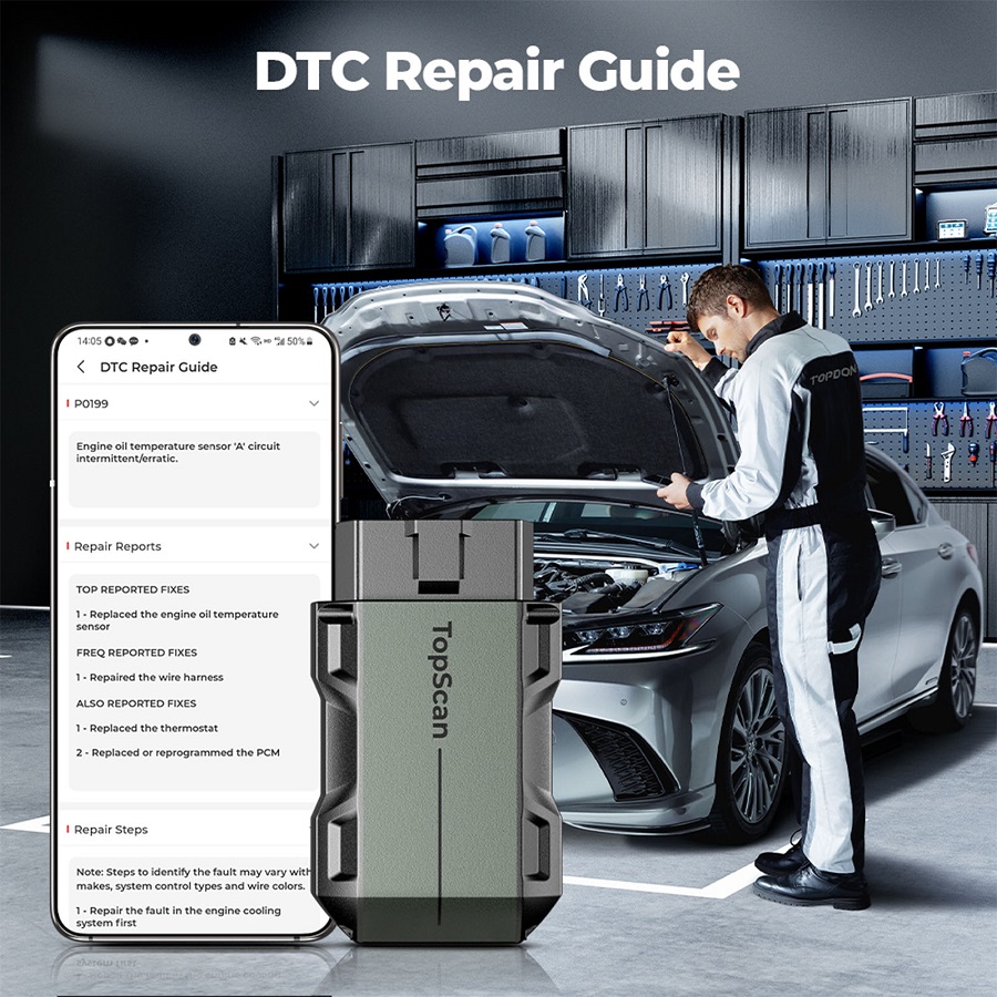 TOPDON TopScan PRO Diagnostic Tool 13 Reset Functions I/M Readiness, Injector Coding