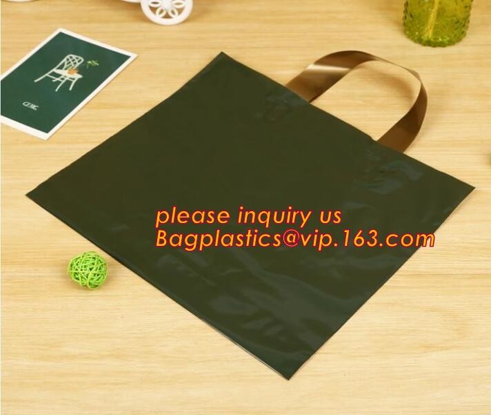 Promotional customized high quality soft loop plastic cloth bag,manufacturer custom soft loop handle polyethylene PE pla