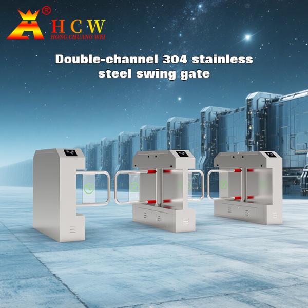 Quality HCW Anti Rush Face Recognition Turnstile Single Pole 500mm Width Swing Barrier Gate for sale