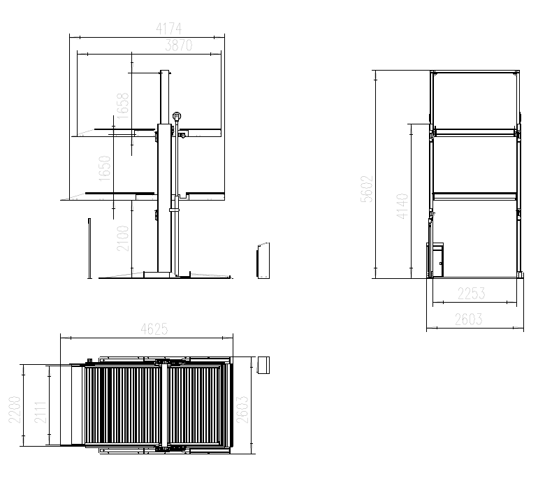 AA4C 2 Post 3 cars parking lift triple auto parking lift two columns parking lift auto storage lift 2T capacity