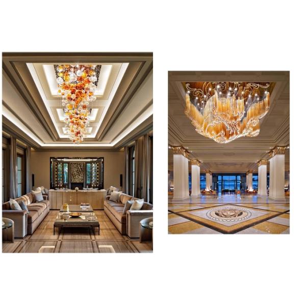 Luxury Golden Transparent Rectangular Crystal Extra Large Chandeliers Made To Order