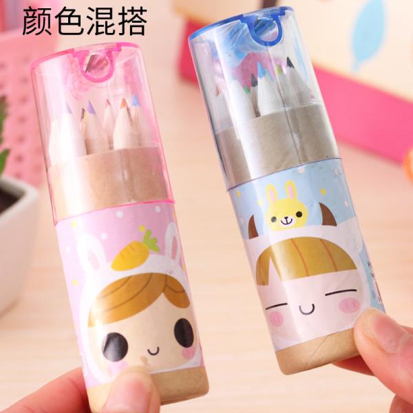 Pencil 12 Colored Pencils With Topper Sharpener Tube Packing Colorful Wooden Pencil