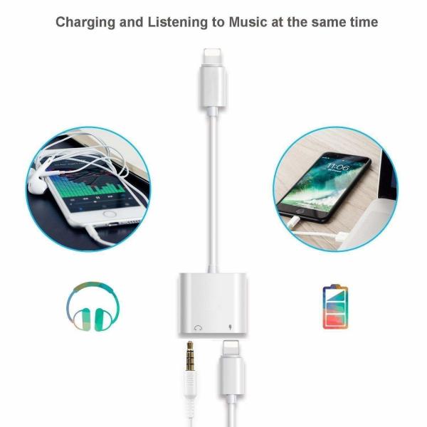 3.5 mm Headphone Jack Adapter Charger Converter 2 in 1 DC 3.5mm Earphone Audio Charging Splitter for iPhone and iPad