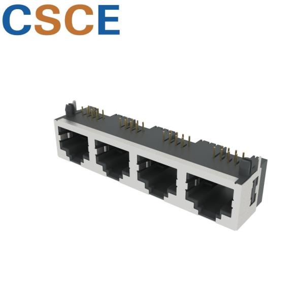 Quality Half Shielded Right Angle RJ45 Connector 1 * 4 Ports Operating Temperature -40℃ To 85℃ for sale