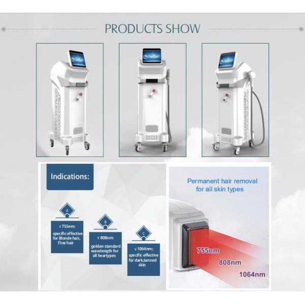 Germany imported 800w laser bar three waves Diode laser hair removal machine in Spa