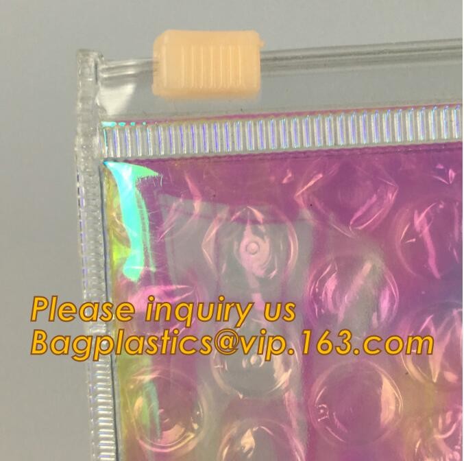 Cosmetic Slider Zip lockk Bubble Bags Bubble Slide Pouch,Zip lockk esd bubble bag bubble packaging wrap cosmetic pouch slide