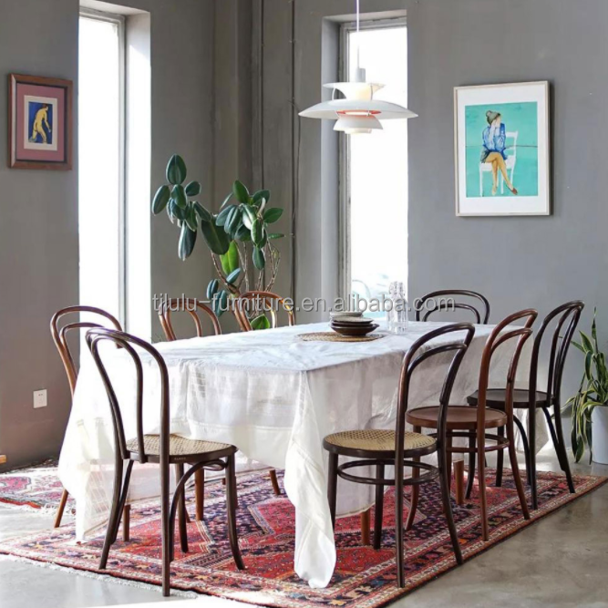 Custom Size Bentwood Stackable Dining Chairs in Mid Century French Thonet Style for Restaurants