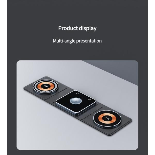 Foldable Wireless Charging 3 Fold Design For Qi Smart Phone Airpods And IWatch