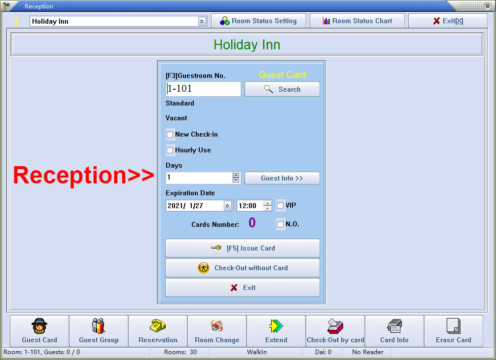 Gold Color 310 X 72 Mm Hotel Key Card Door Lock With Free Management Software