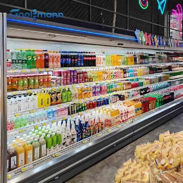 Single Temperature Open Front Display Fridge , Vertical Display Case Refrigerato