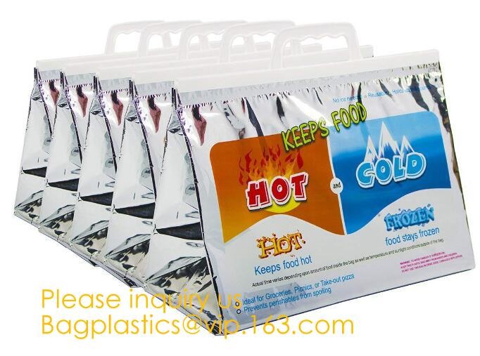 Custom Packing Aluminum Foil Zip-Lock Grocery Handle Thermal Insulation Cooler Bag For Outdoors,Promotional Insulated La