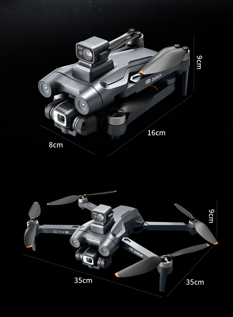 I8 Max Rc Drone 4k Hd Aerial Camera Gps Positioning Foldable Obstacle Avoidance Brushless Gimbal Optical Flow Frequency 2.4G