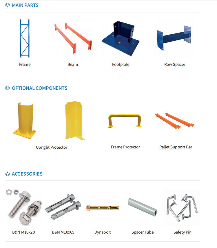 Heavy Duty Selective Pallet Racking System with High Load Capacity and Adjustable Levels for Warehouse Storage