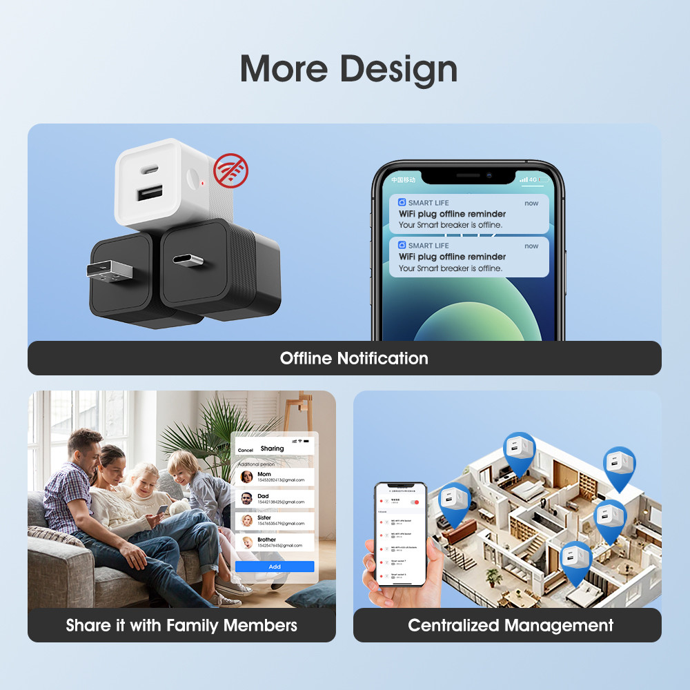 Tuya Mini Smart WiFi Power Adapter 5V Micro USB & Type-C Charger with APP Timing, Voice Control, Alexa Compatibility for Light Strips