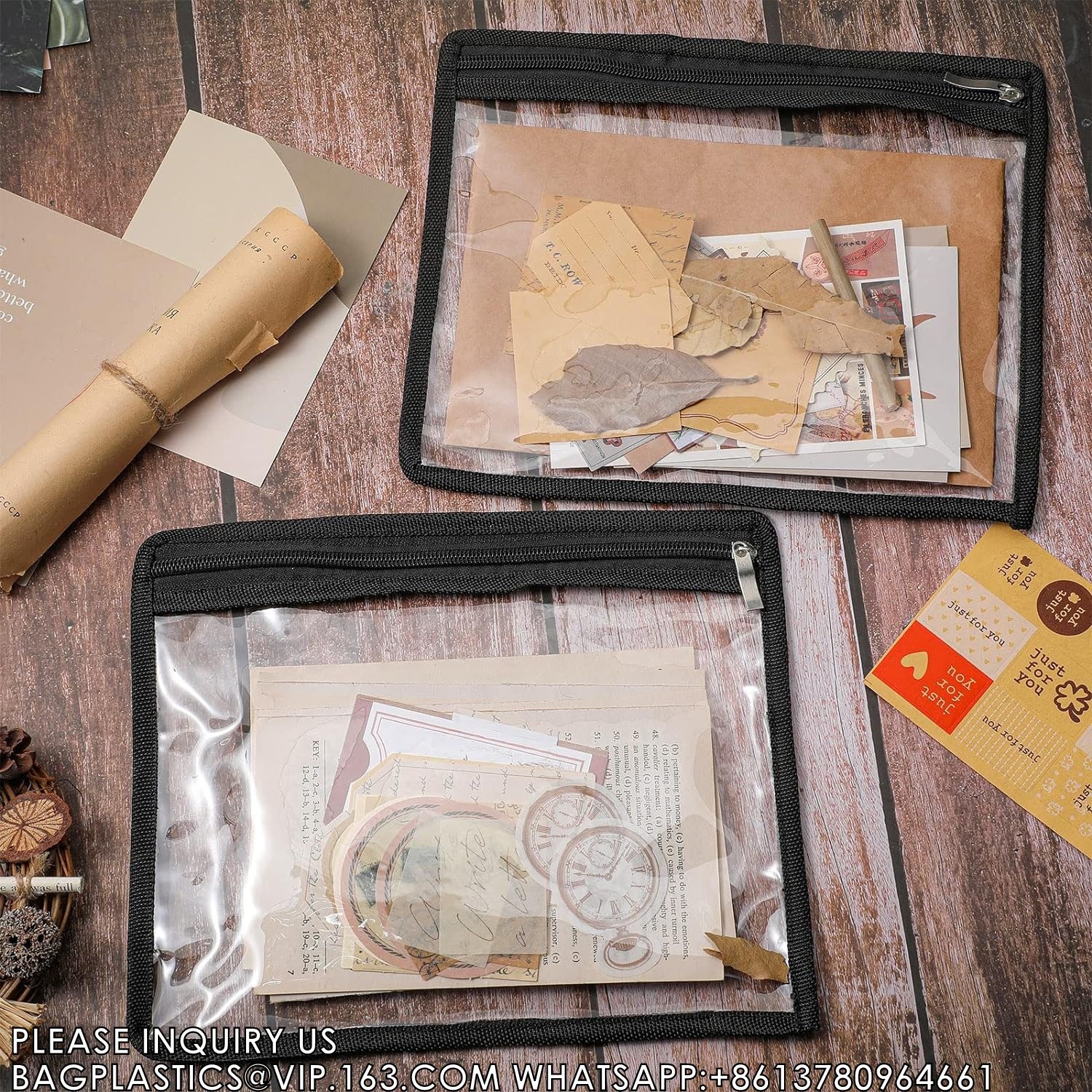 Pouches PVC Waterproof Envelopes Clear Zipper Bags Folder Storage Pouch Document File Organization Bags Multi-Purpose