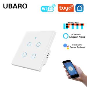 4gang EU Standard Wall Mounted Smart Wi Fi Light Switch with App Voice and Manual Control Need Neutral Wire