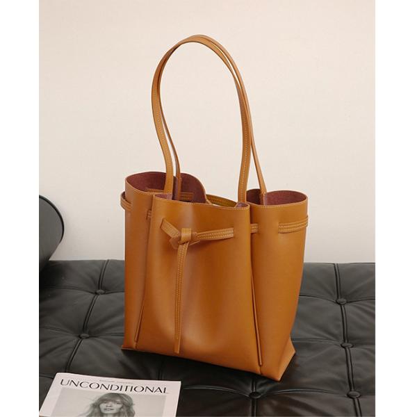 PU Leather Brown Drawstring Bag ISO One Shoulder Messenger Bag