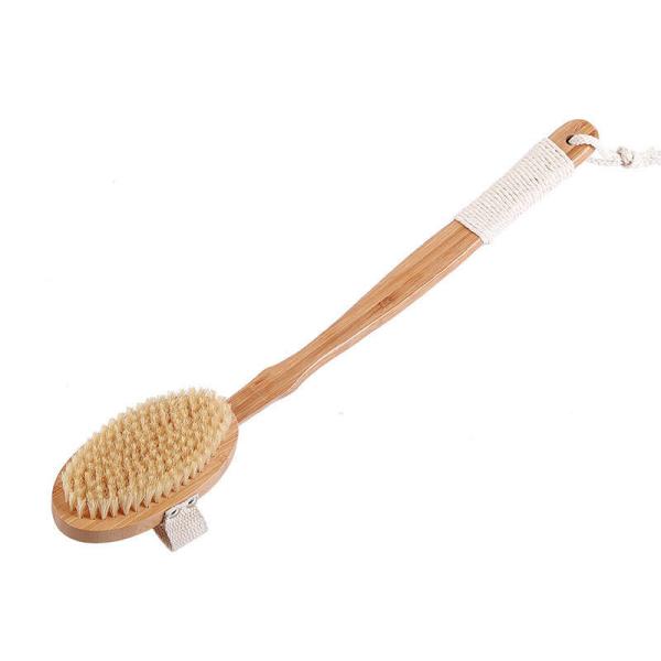 Quality Natural Sisal Bamboo Bath Shower Brush With Wood Long Handle for sale