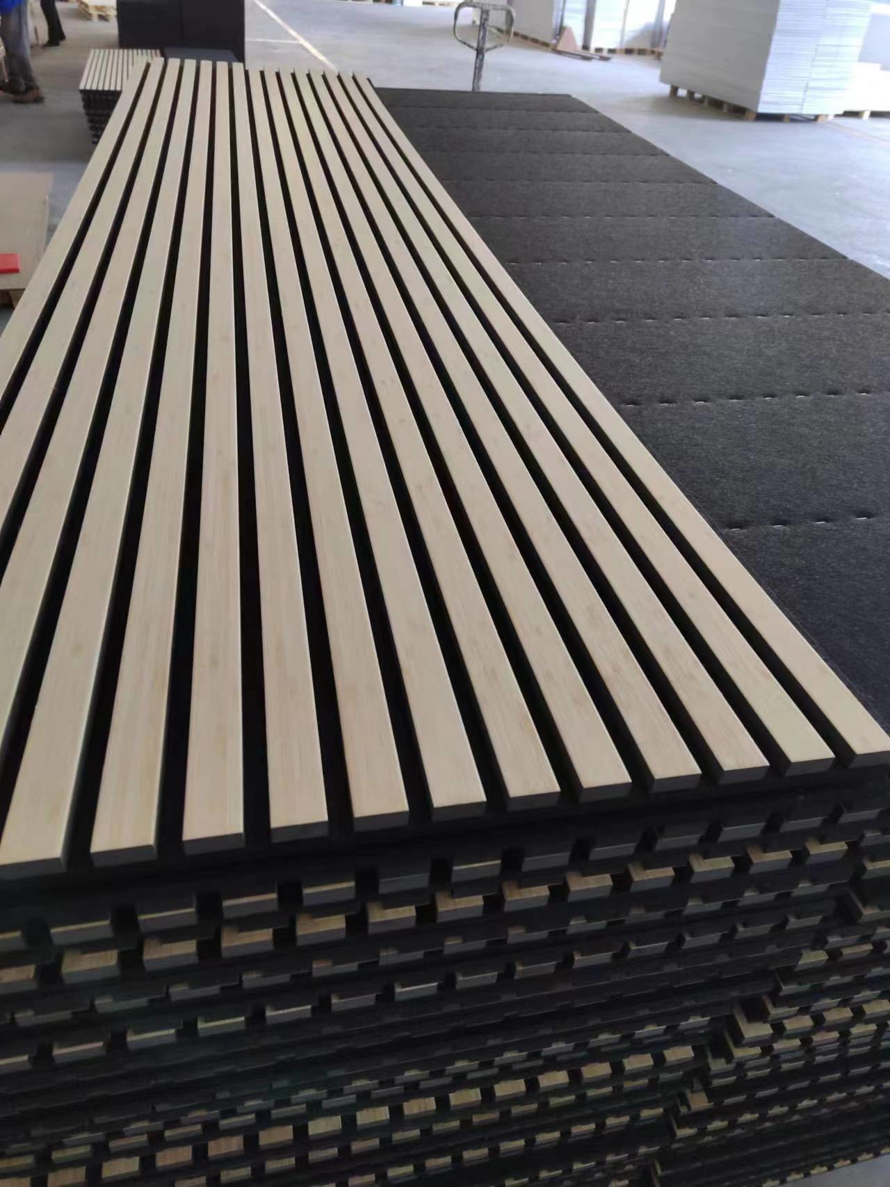 Wholesale with Competitive Price Akupanel Wood Veneer MDF Covered PET Wood Slat Acoustic Panels